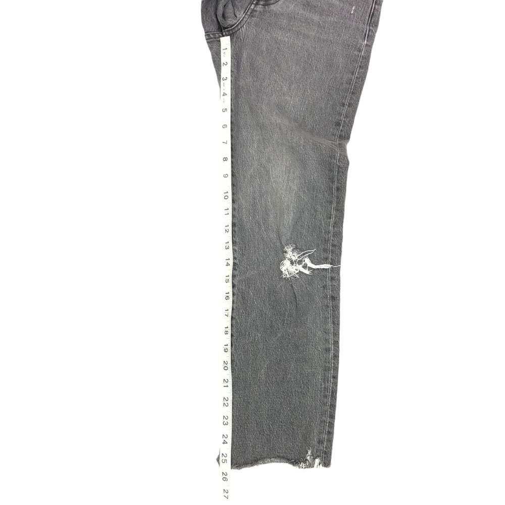 Levi's Wedgie Straight Jean Women Size 24 24X25.5 Gray Mid Rise Distress Raw Hem - Picture 11 of 12